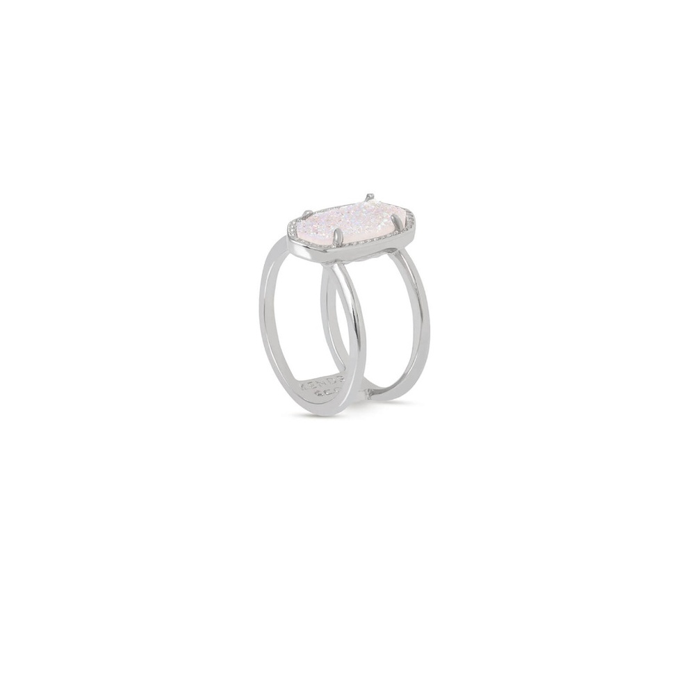 Kendra Scott Elyse Ring In Silver Iridescent Drusy - Picture 6 of 8
